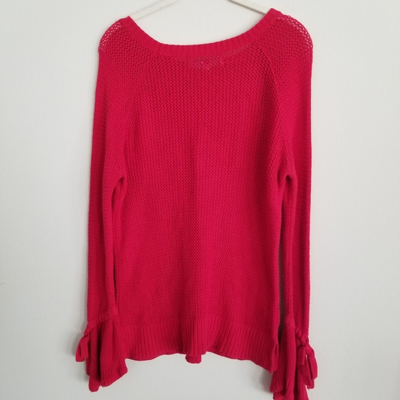 LOFT RED PULLOVER LONG BELL SLEEVE SWEATER - Picture 7 of 7